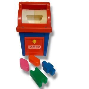 Vintage Playskool Mailbox Postal Station Shape Sorter Toy 4 Shapes - 1 Missing